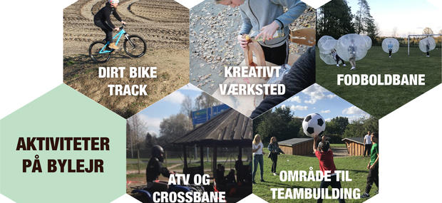 Billeder af de forskellige aktiviteter. Crossbane og Dirt Track Bike kræver, at en UC-medarbejder er til stede, for at sikre korrekt benyttelse af banen, samt at det fornødne sikkerhedsudstyr bruges korrekt.