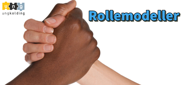 To hænder der holder hånd, samt titlen Rollemodeller, med UngKoldings logo i hjørnet