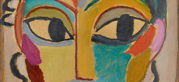  Alexej Jawlensky  Mystischer Kopf: Mädchenkopf (frontal) - Mystic Head: Girl's Head (front), 1918  Oil and pencil on paper-coated cardboard  Without frame: 40 × 30 cm (15 3/4 × 11 13/16 in.)  Kuntmuseum Basel, Stiftung Im Obersteg, Depositum im Kunstmuseum Basel 2004  Foto: Kunstmuseum Basel, Martin P. Bühler