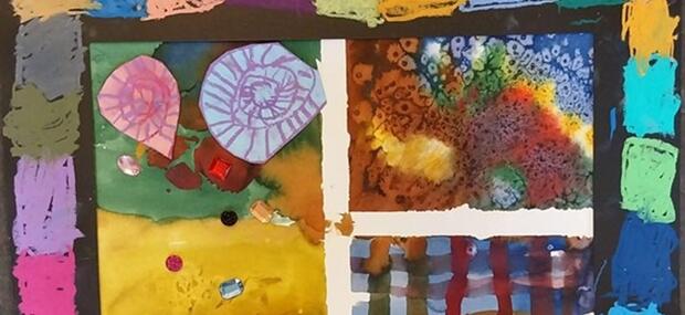 Billede lavet af barn inspireret af Hilma af Klint.
