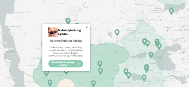 Udsnit af Egedal kortet i Den Grønne Rygrads overbliksværktøj
