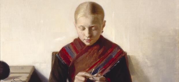 Michael Ancher, Ung fiskerpige der strikker, 1887, Kunstmuseum Brandts