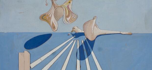 Surrealistisk landskab med sommerfugl, Wilhelm Freddie, 1941. SMK Foto