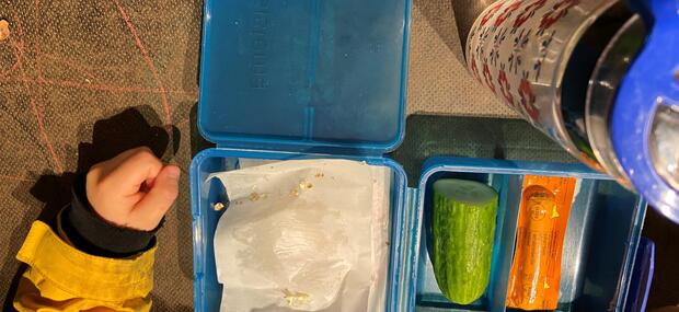 Madpakke med madpakkeskrald.