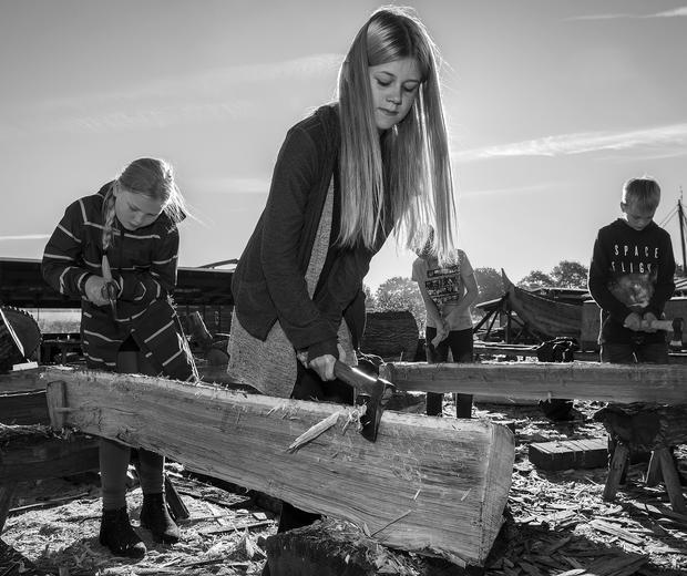 Elever på Vikingeskibsmuseet Skoletjenesten