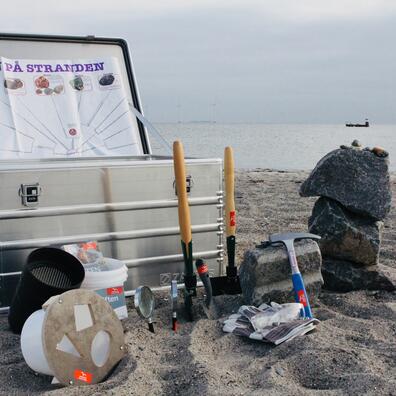 Undersøg sten på stranden