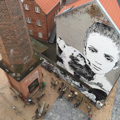 Gavlen ved Grønnegade set fra Kunstmuseum Brandts