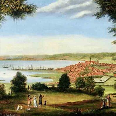 Aabenraa set fra Galgebakken 1803.
