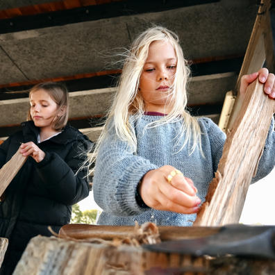 Elever på Vikingeskibsmuseet i Roskilde