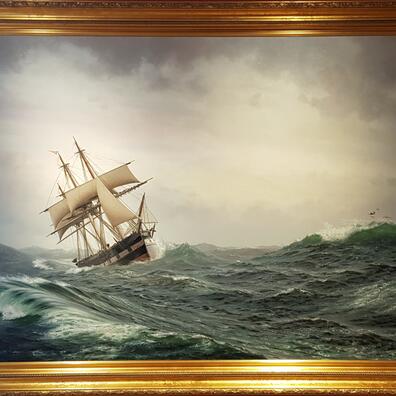 Fregat i høj sø af Jens Erik Carl Rasmussen