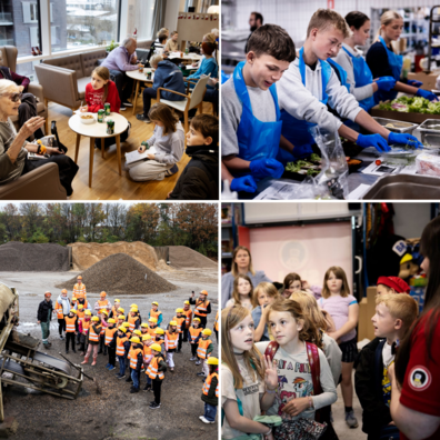 Billede af elever der er på virksomhedsbesøg