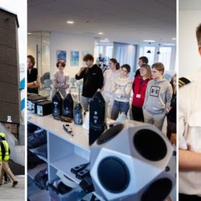 Collage af børn på virksomhedsbesøg