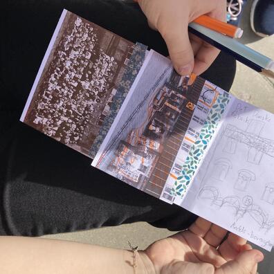 Foldebogen som eleverne udfylder undervejs på byvandringen.