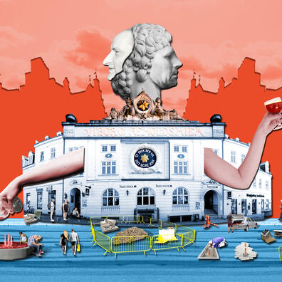 Postkort - collage lavet af kunstnerne Anne Fehres og Luke Conroy 