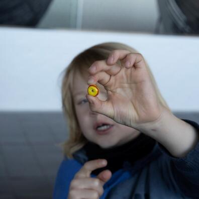 Barn kikker på perle, som handelsfolk bragte til Norden. 