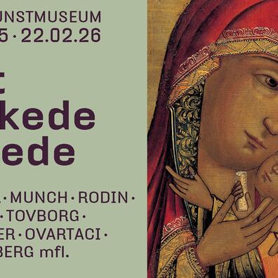 Tekst med udstillingenstitel og foto af et ortodoks ikon maleri