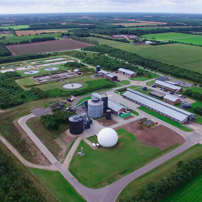 Billund Biogasanlæg set ovenfra.